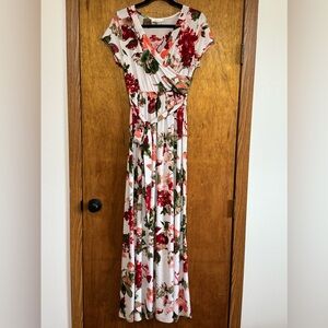 Emerald Floral Maxi Dress - Red and Green